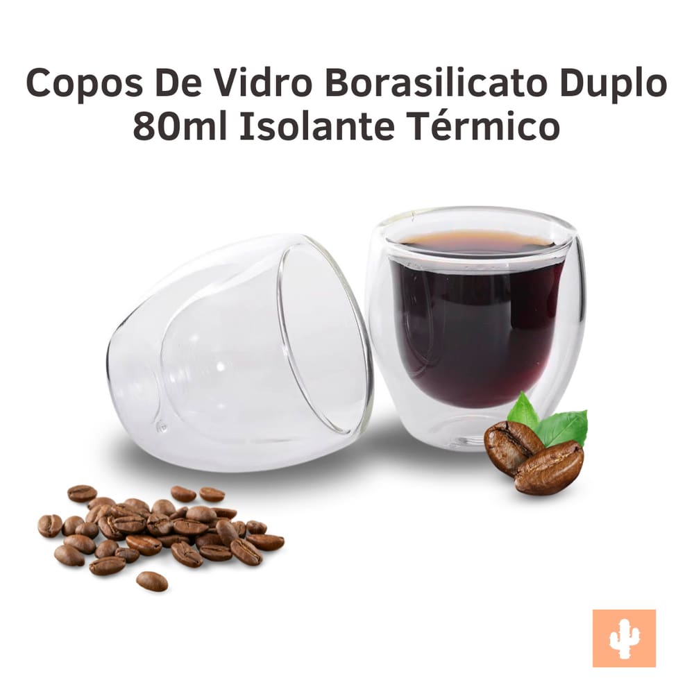 Copos De Vidro Borasilicato Duplo 80ml Isolante Térmico