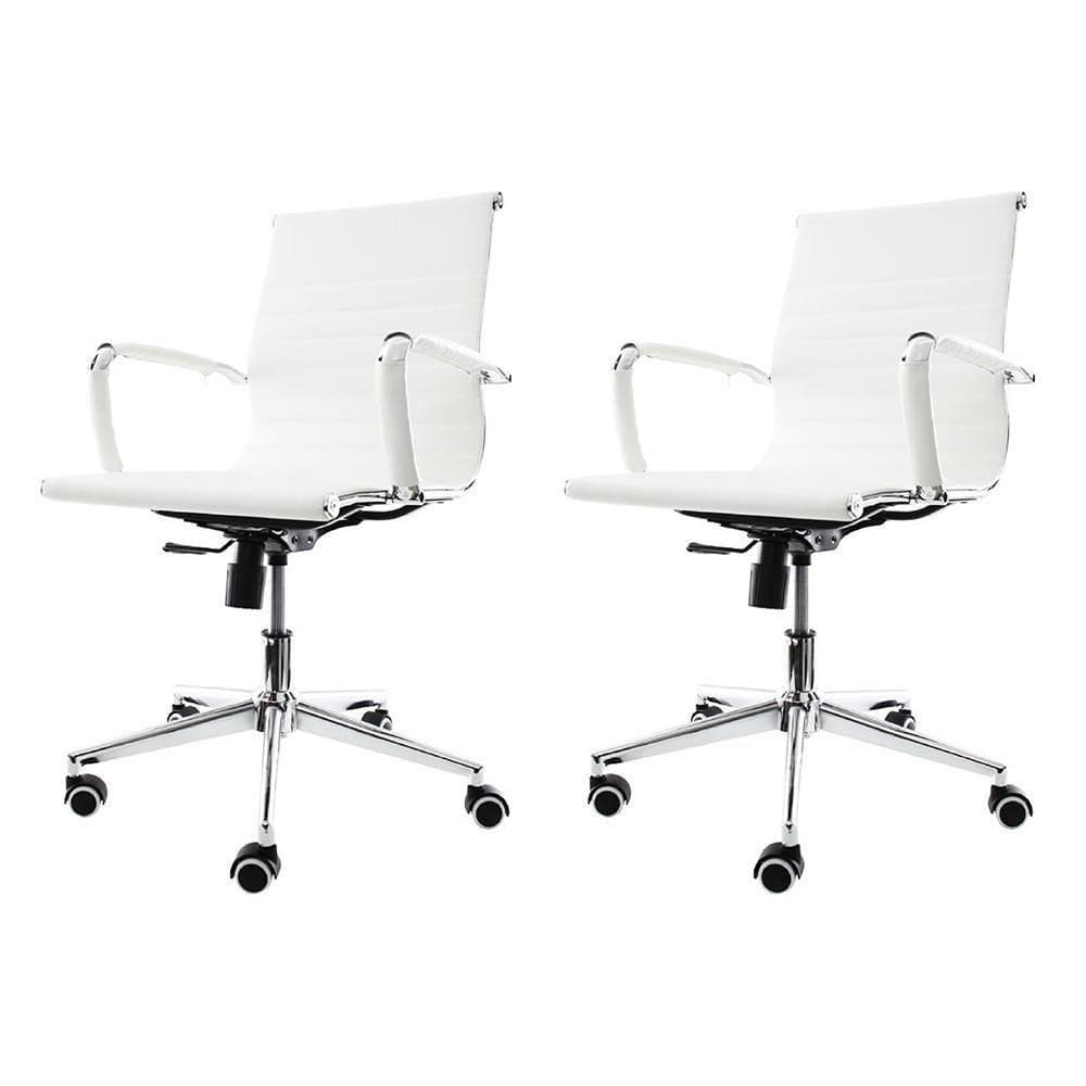 Kit 2 Cadeiras De Escritório Baixa Tela p/120Kg Branco