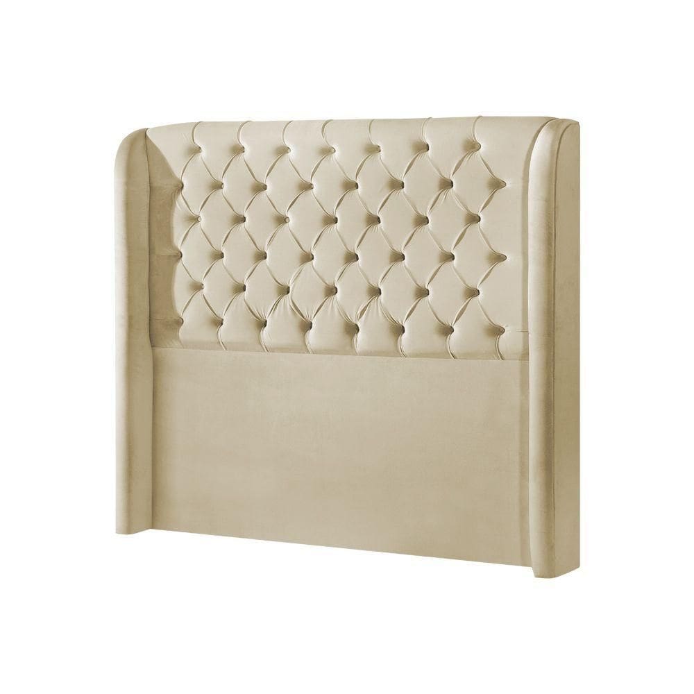 Cabeceira Painel Estofada Para Cama Casal Capitonê Londres 160Cm Veludo Bege