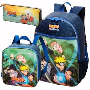Kit Mochila Costas Lancheira Estojo Simples Infantil Escolar Menino Naruto Jiraya Time 7