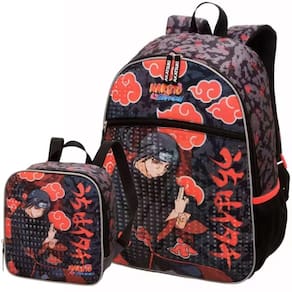 Kit Mochila Costas Lancheira Escolar Infantil Menino Naruto Shippuden Itachi Pacific Preta