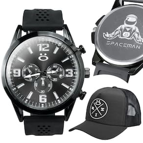 Relogio Masculino Silicone Ajustavel Analogico + Bone Trucker Presente Redinha Qualidade