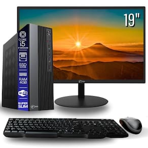 Computador TOB Slim Completo Compacto 4ª Geração Intel Core i5 SSD 120GB Memória 4GB Teclado Mouse Monitor 19" Rede sem fio Win 10 Trial