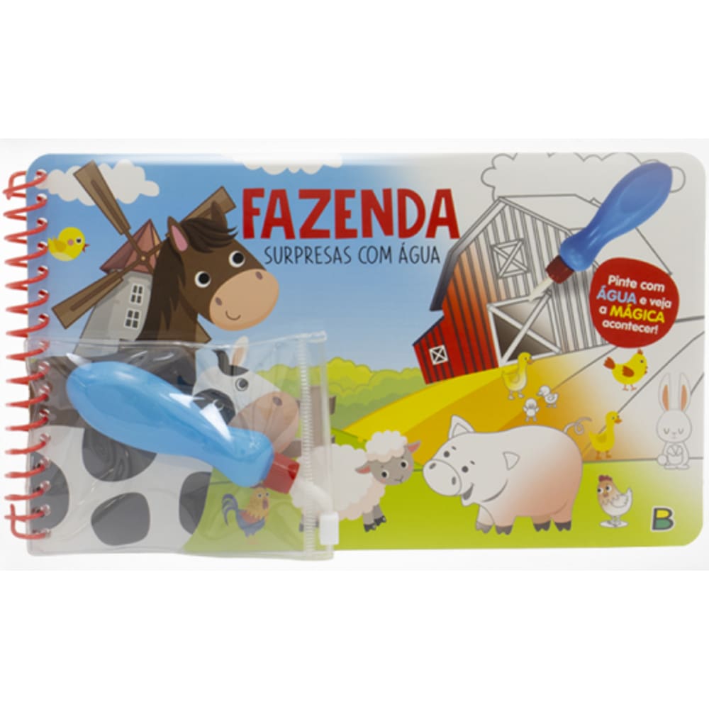 Livro De Colorir Aqua Book Surpresas Com Água - Fazenda