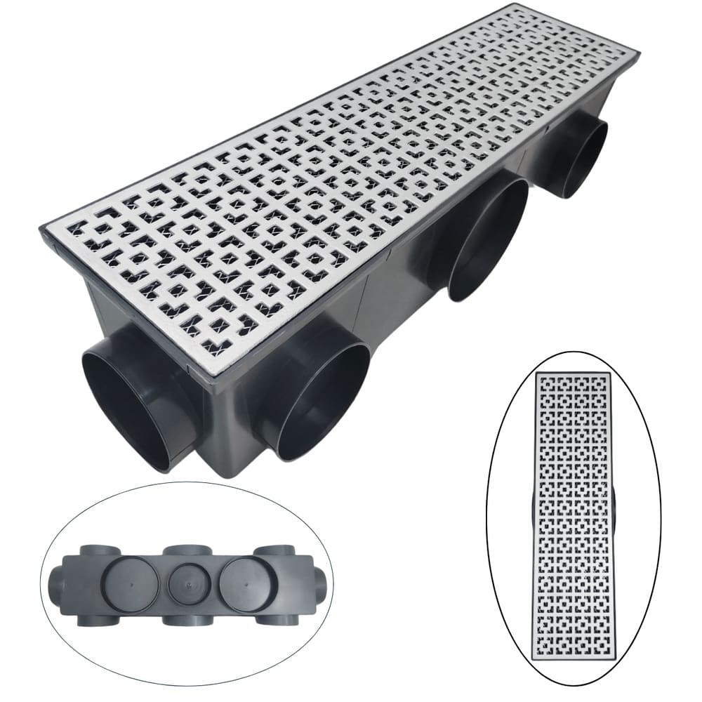 Ralo Modular com Grelha de Alumínio Dubai 15x50 e Tela