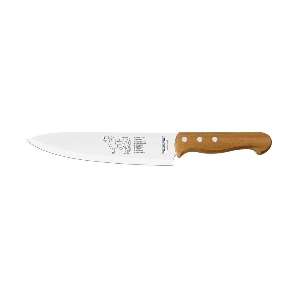 Faca Para Carne Churrasco Aço Dynamic 20cm Madeira Tramontina
