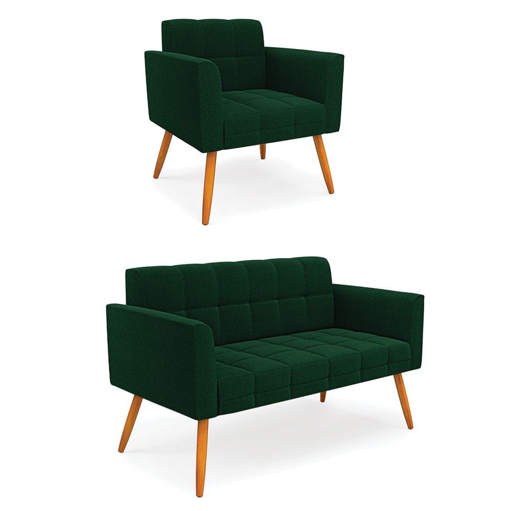 Namoradeira e Poltrona Pé Palito Castanho Elisa Bouclê D03 - D`Rossi