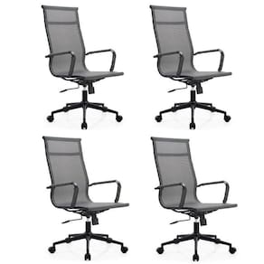 Kit 4 Cadeiras para Escritório Presidente Esteirinha Dark Tela Mesh 3303 Cinza