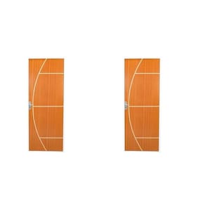2 Kits Porta de Madeira Decorada 215x85cm com Batente de Aço 06cm Gaúcha Mogno