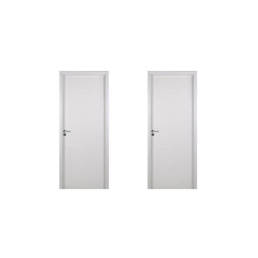 2 Kits Porta de Madeira Lisa 215x84cm com Batente de Mdf Ultra 10cm Melamínico Branco