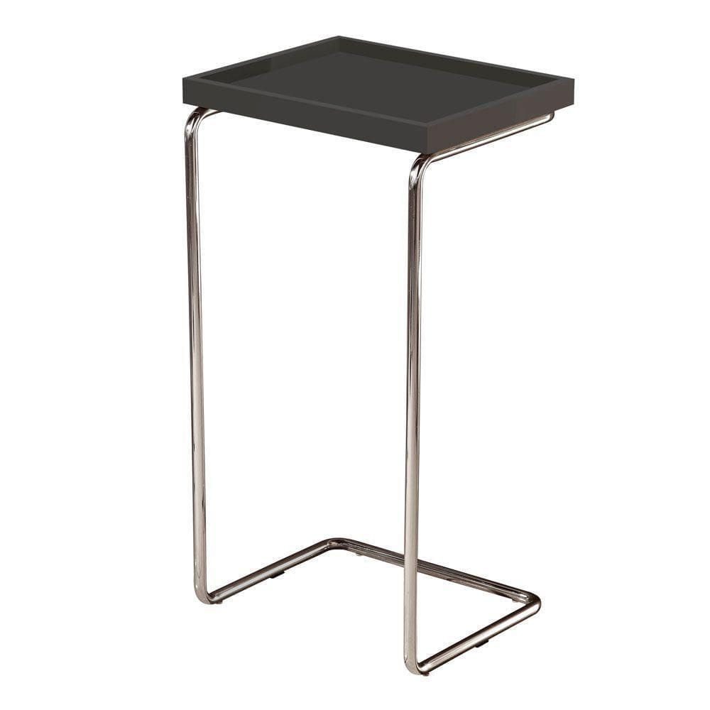Mesa Apoio Lateral Para Sofá Pé Cromado LarFlex Cor:laca Concreto