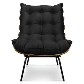Poltrona Decorativa Costela Sala E Escritório Suede Preto