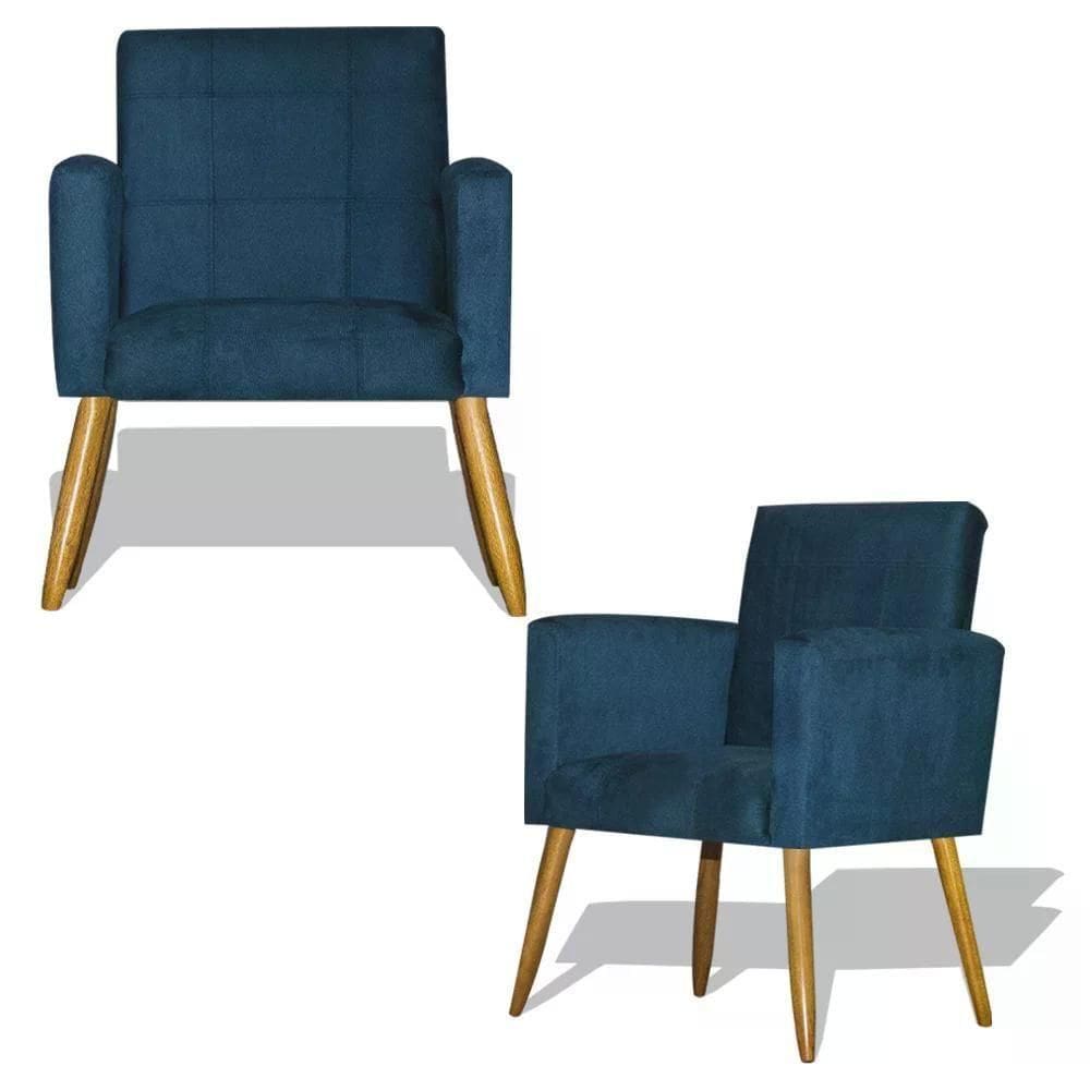 Kit 02 Poltrona Decorativa Nina - Azul Royal Azul Royal