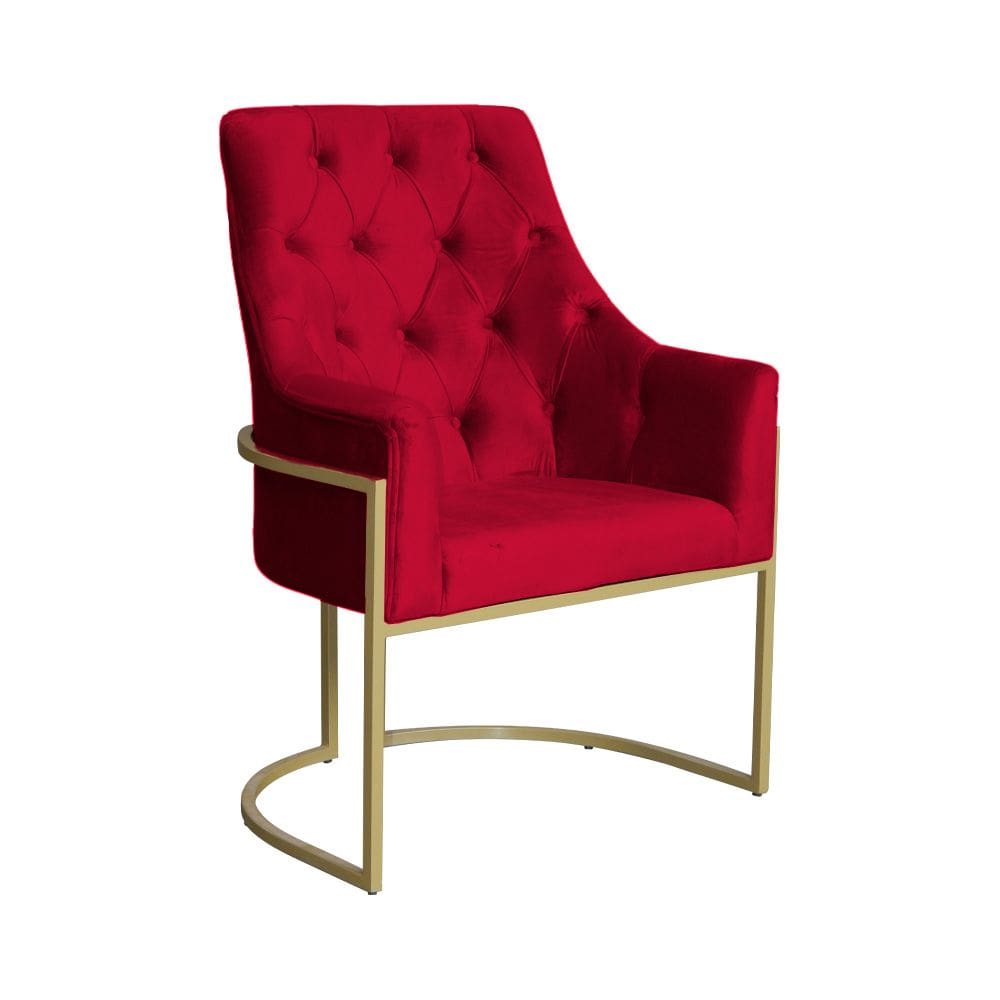 Poltrona Decorativa Vick Veludo Vermelho - Montanaris Decor