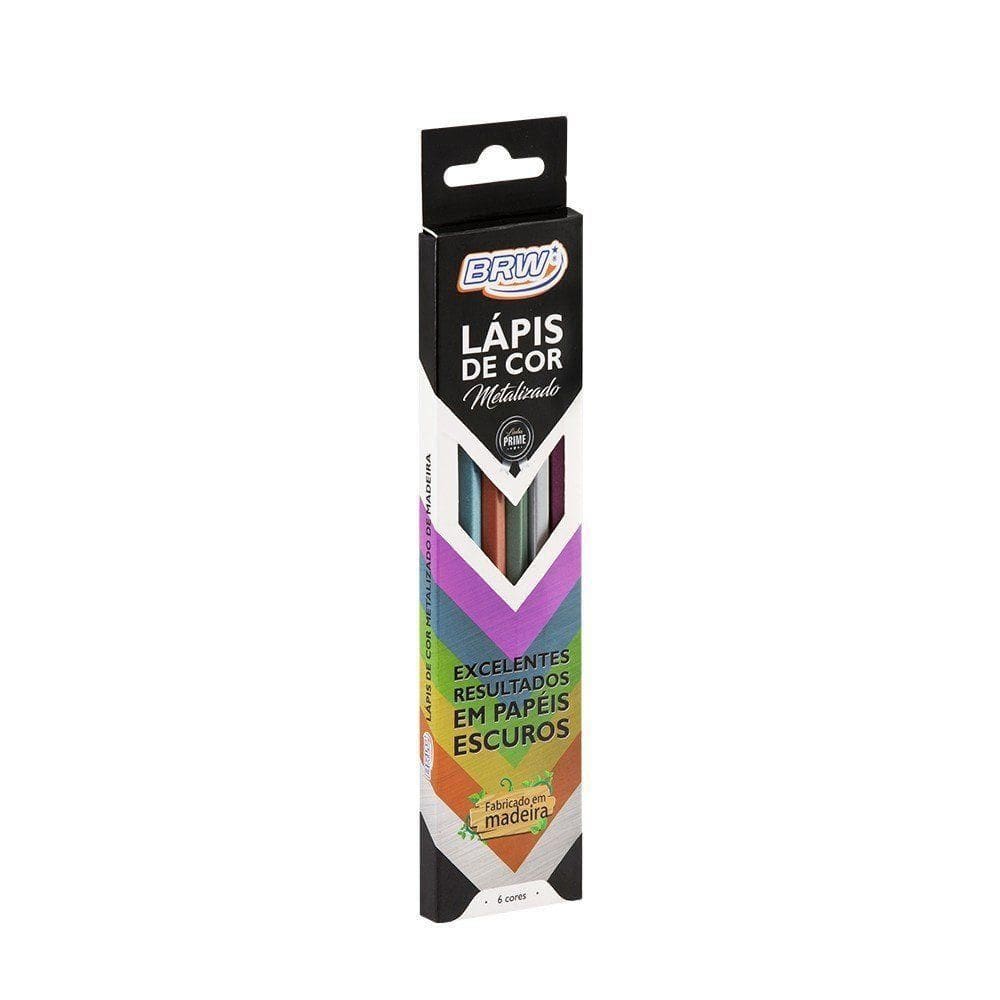 Lápis De Cor Metalizado Brw Com 6 Cores