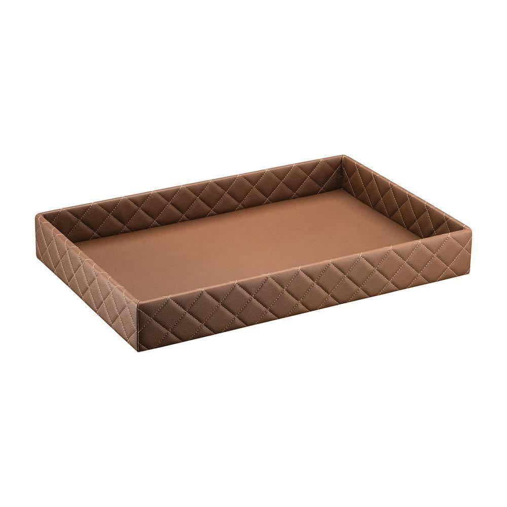 Bandeja Hara Sophia Matelassê Em Couro Ecológico 60x40x8cm Cor:caramelo