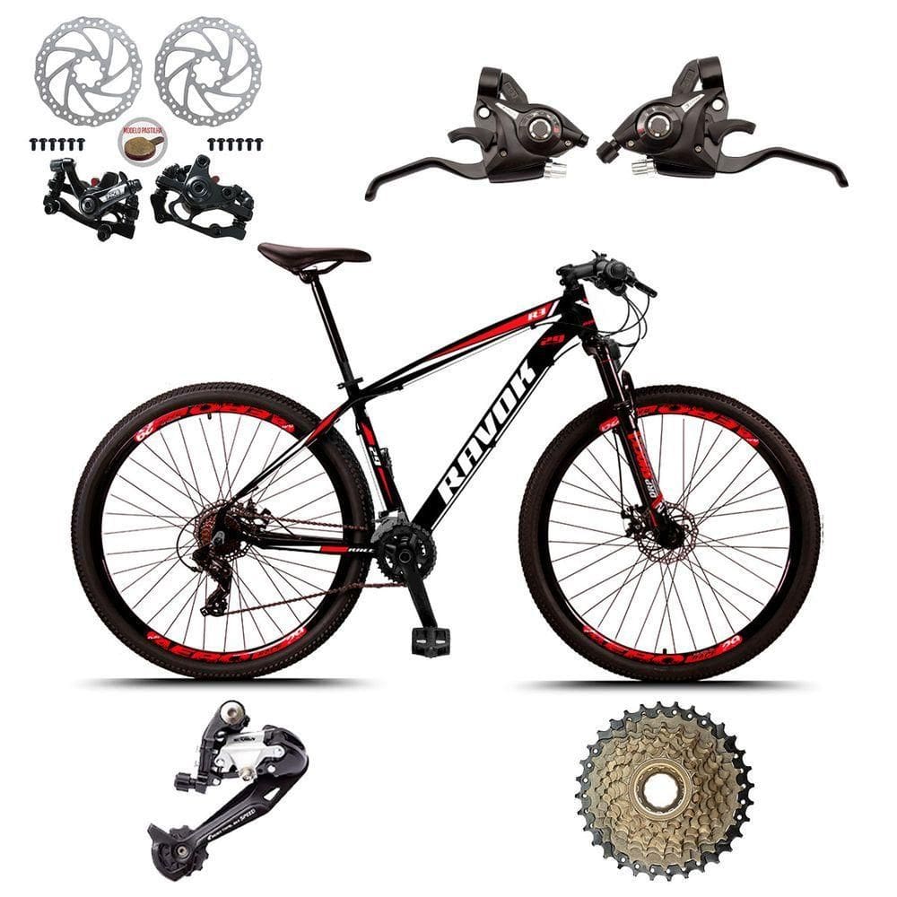 Bicicleta Aro 29 Alumínio Freio A Disco 27 Velocidades Alavanca Cor:vermelho;tamanho:17"