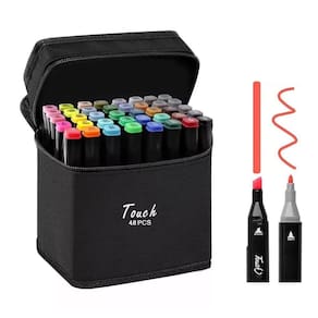 Caneta Marcador 48 Cores Dupla Escola Lazer