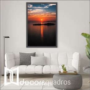 Quadro Por Do Sol No Mar 2 40x60 Cm Vidro Impresso
