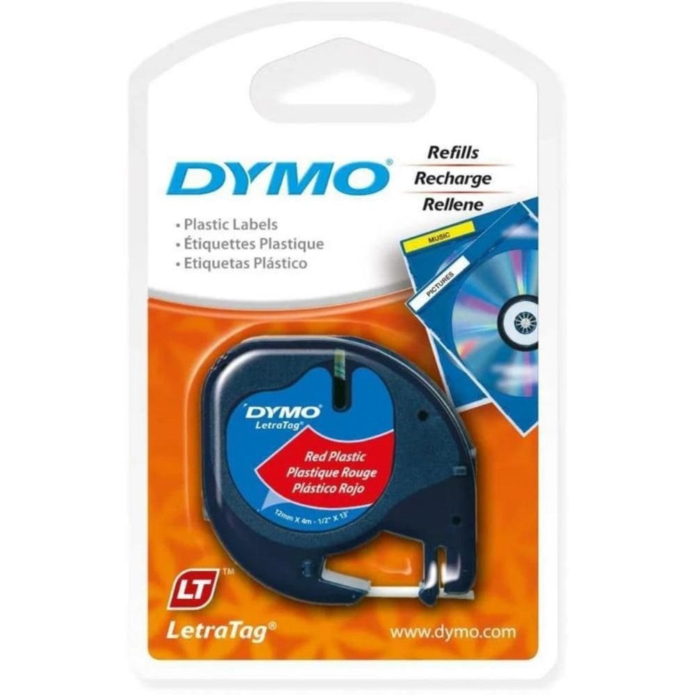 Fita para Rotulador Eletrônico Letratag Plástico Vermelho Dymo 91333