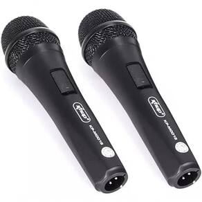 2 Microfone Com Fio Duplo Profissional Modelo Kp-m0015