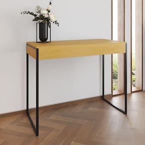 Aparador Industrial Retangular Califórnia Canela 137X40Cm Base Ferro Preto - Cor: Marrom