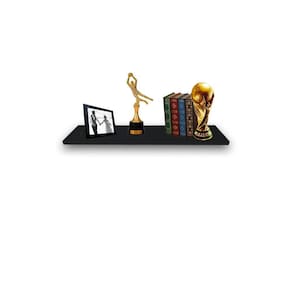 Prateleira Simples Preta 60X20 Cm Com Suporte Em Mdf