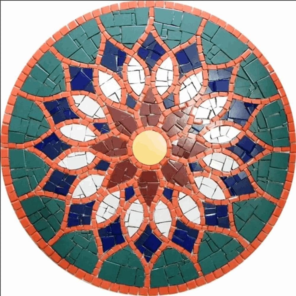 Mandala Indiana Piso Mosaico Vitral árabe Cerâmico Tamanho 100cm