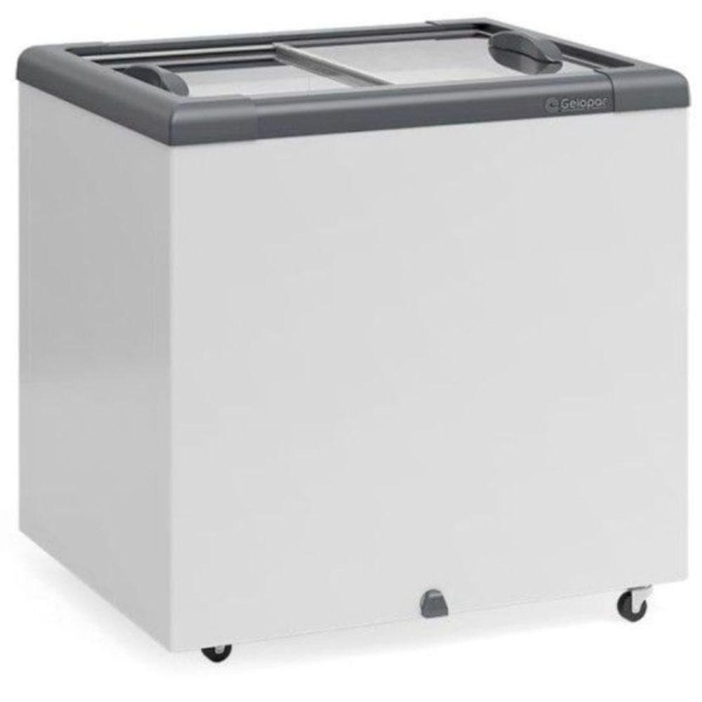 Freezer Plano Vidro Reto Deslizante Com Led Ghd200l Gelopar Expositor 210 Litros Cinza 110v