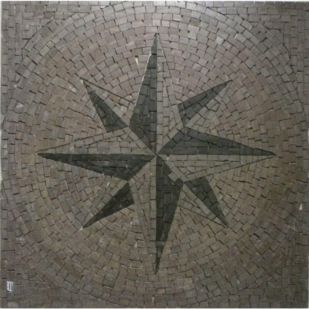 Rosa Dos Ventos Em Mosaico De Tons De Basalto