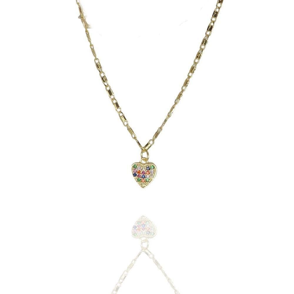 Pulseira Com Coração De Zircônias Folheado A Ouro 18K