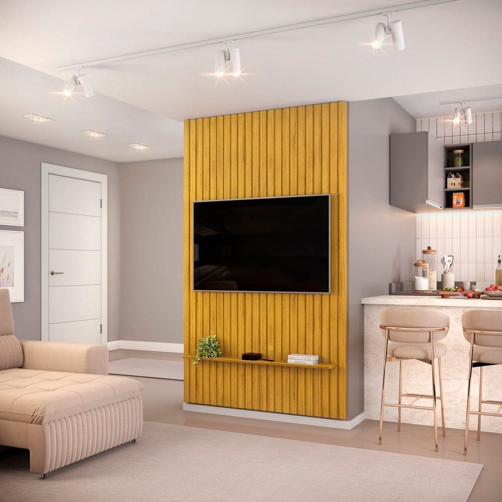 Painel Ripado Trento 143x240cm em Mdf Cedro