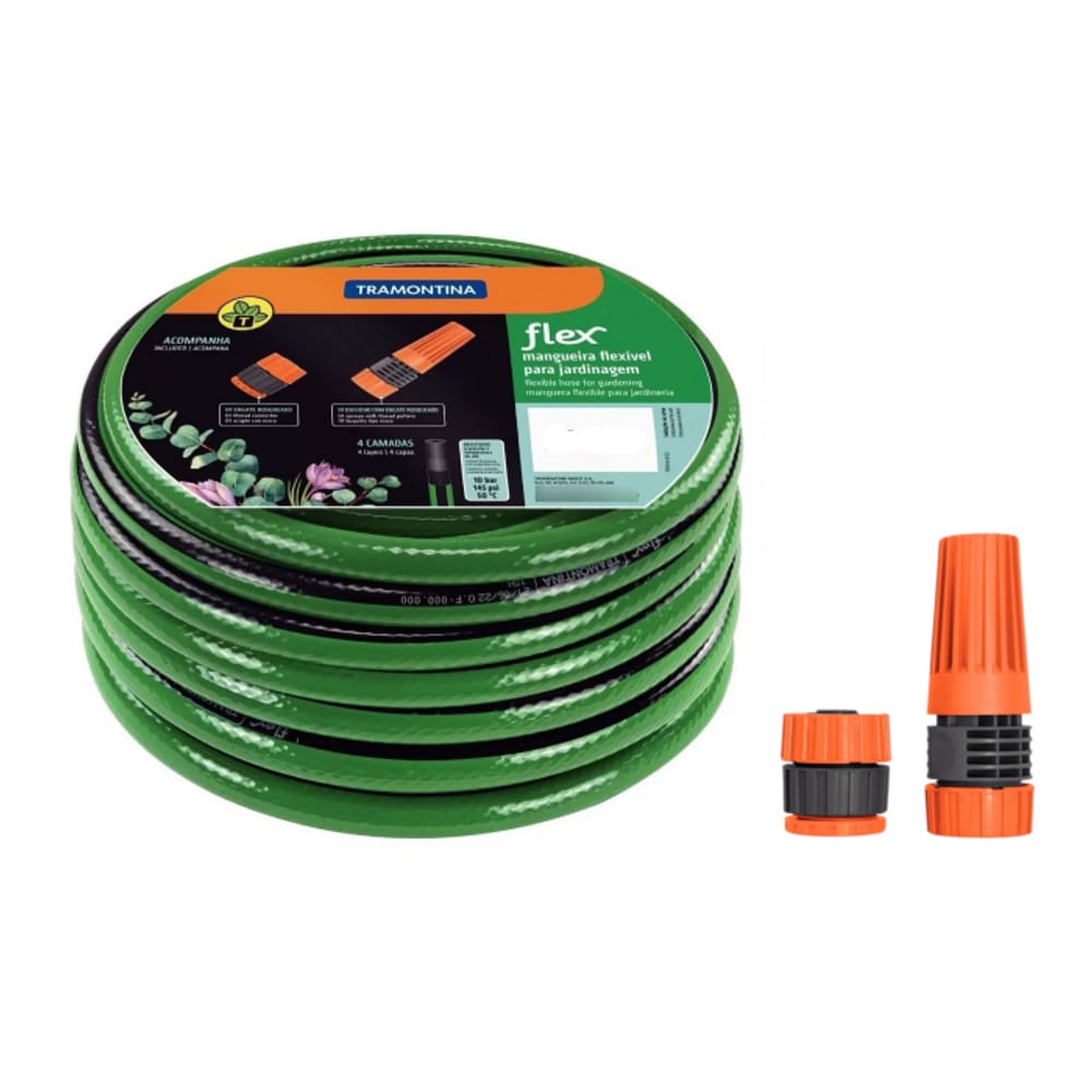 Mangueira Flex PVC 4 Camadas C/ Kit Esguicho 20metros Tramontina