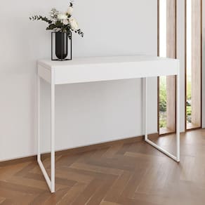 Aparador Industrial Retangular Califórnia Branco 137X40Cm Base Ferro Branco - Cor: Marrom