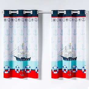 Cortina Kids Infantil 2,00M X 1,30M Barco Azul