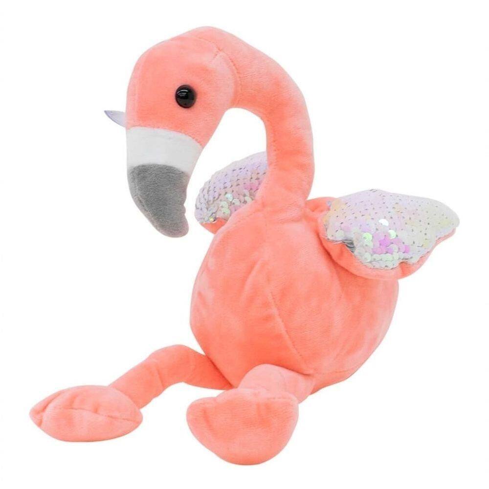 Flamingo Rosa Asas Lantejoulas 18cm - Pelúcia
