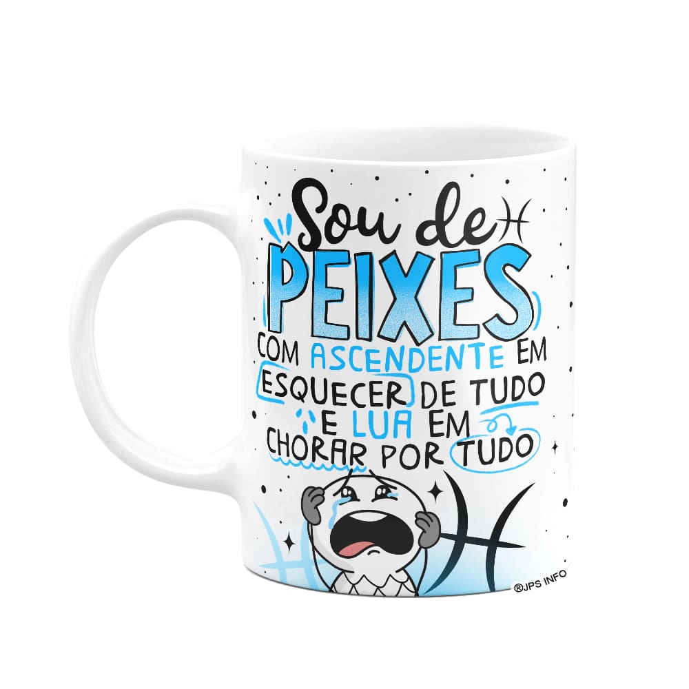 Caneca Funny Signos - Sou de Peixes - 325ml branca