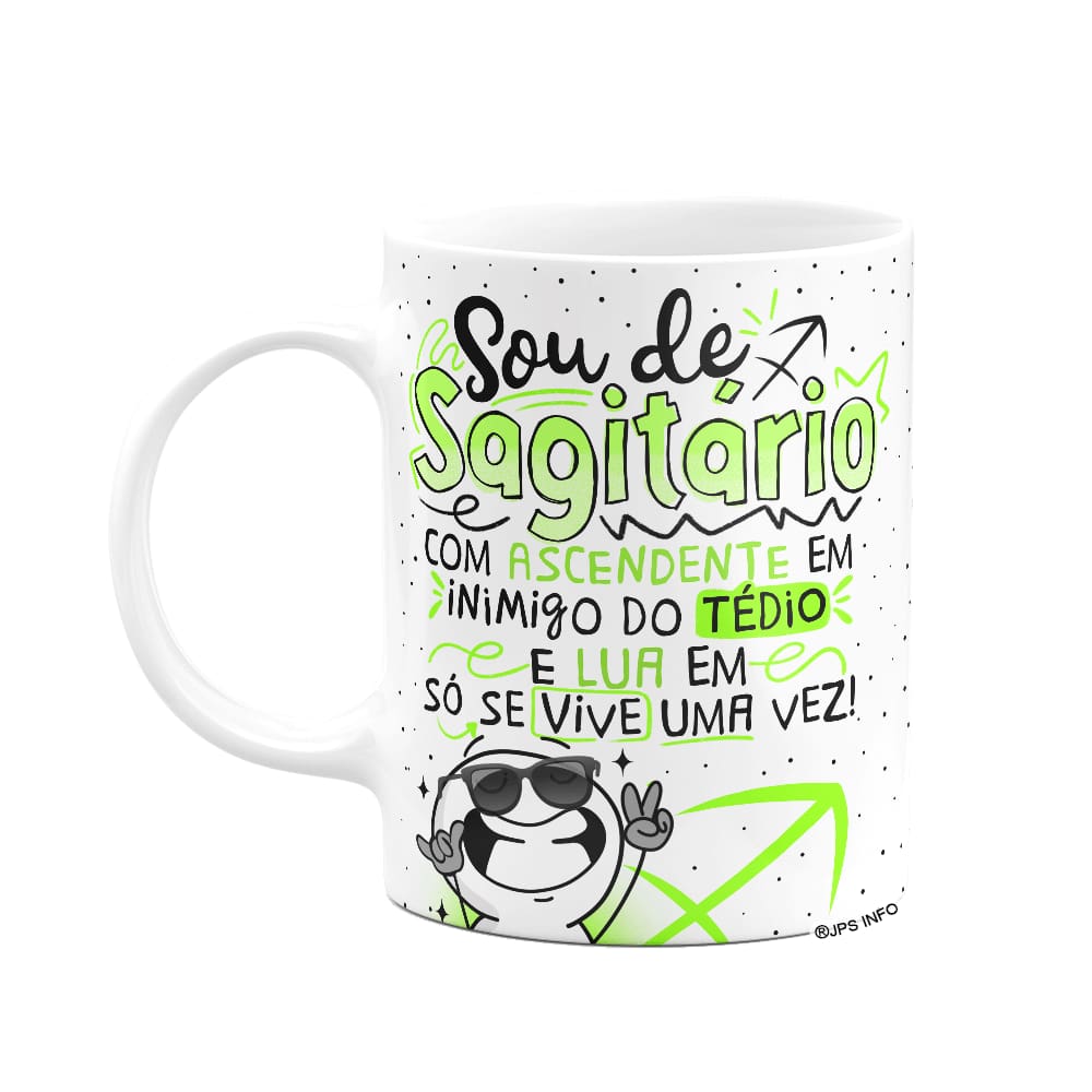Caneca Funny Signos - Sou de Sagitário - 325ml branca