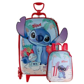 Kit Mochila De Rodas Stitch Praia 3D Lancheira Escolar