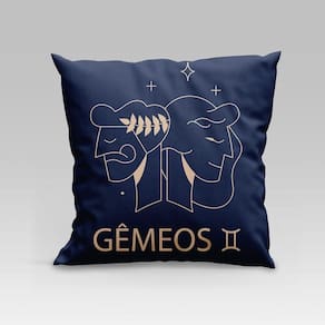 Capa De Almofada Estampada Signos Do Zodíaco Em Veludo Suede 45cm X 45cm Gêmeos