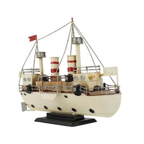 Navio Titanic Branco 28x10x33cm Estilo Retrô - Vintage