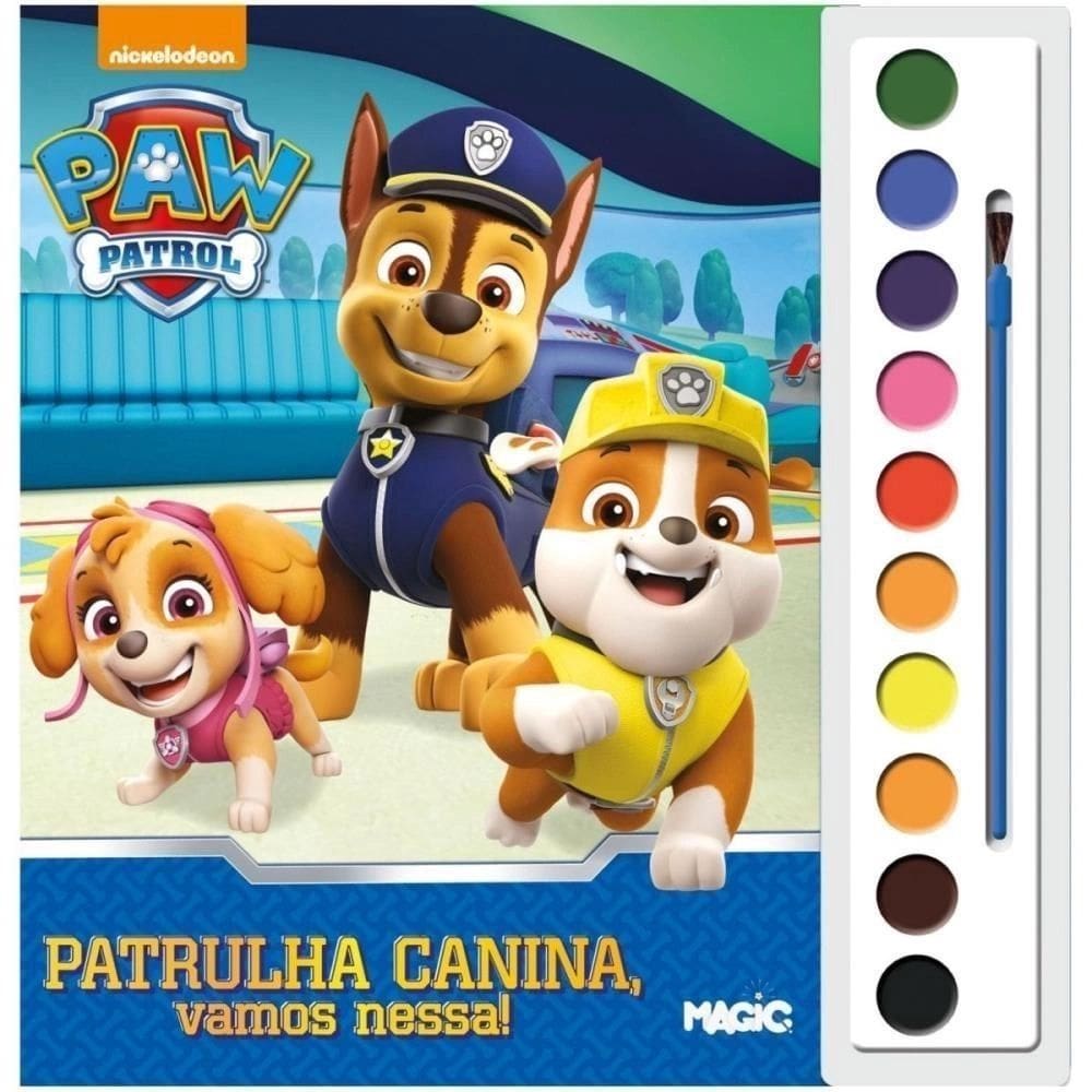 Livro Aquarela Divertido Patrulha Canina 28 x 27cm 16 Páginas Magic Kids