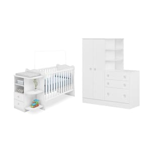 Quarto Infantil Guarda Roupa Com Comoda E Berço Cômoda - Fdecor