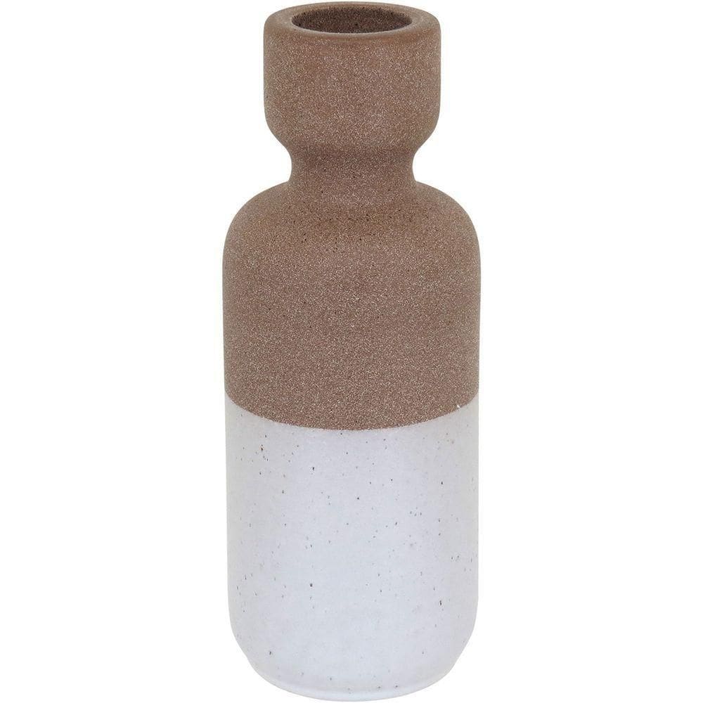 Castiçal Cerâmica 26x10x10cm Bege