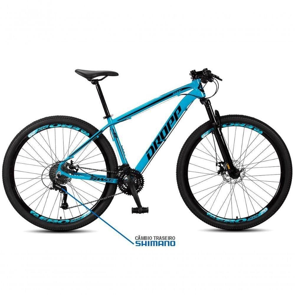 Bicicleta Aro 29 Dropp Sw 24 Vel Câmbio Shimano Quadro Alumínio Mtb Azul+preto