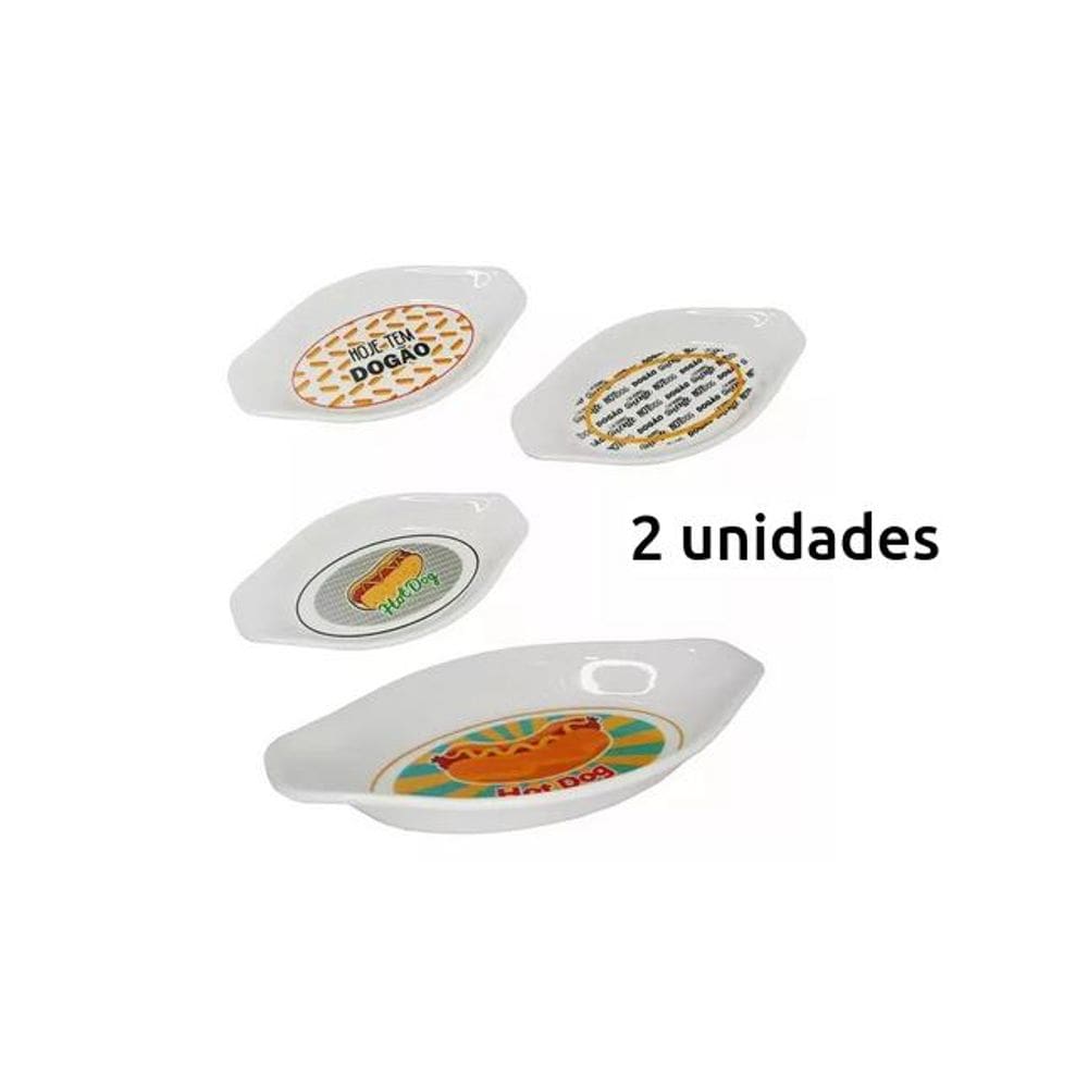 Dois Pratos Travessa para Hot Dog Hoje Tem Dogão