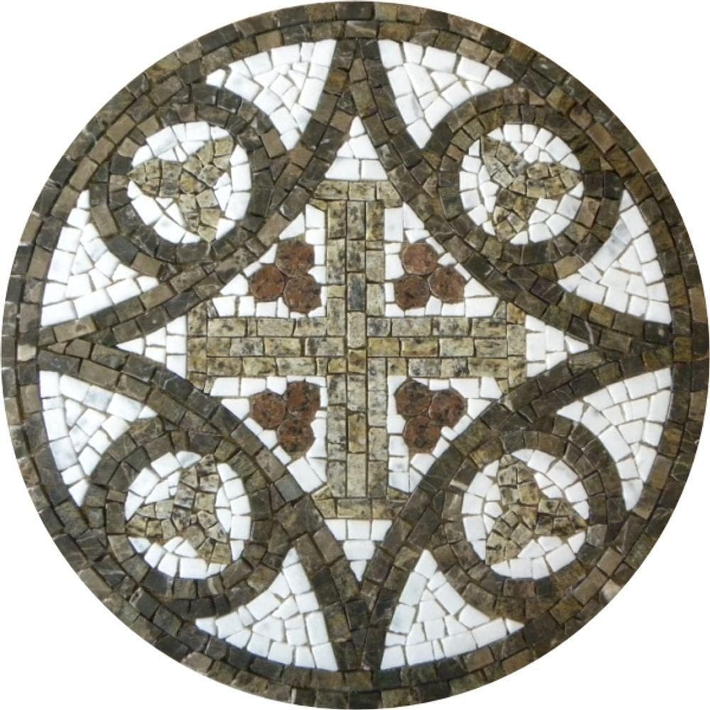 Mosaico Religioso Bizantino Cruz Bizantina Tamanho 90cm