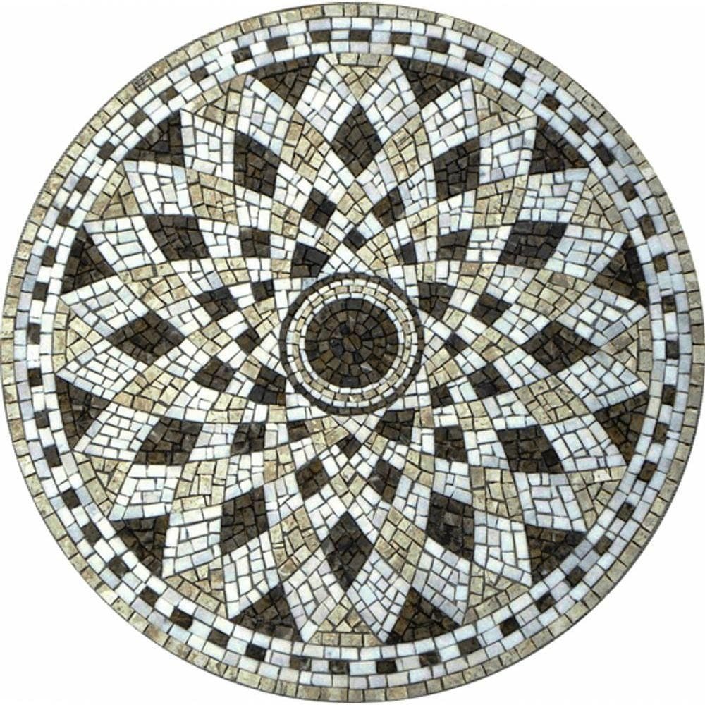 Piso Em Mosaico Romano Semente De Girassol I Tamanho 100cm