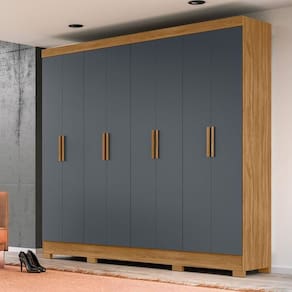 Guarda Roupa Casal 8 Portas 4 Gavetas Freijo / Cinza Diplomata - Moval