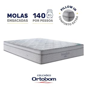 Colchão de Molas Ensacadas D33 Pillow In Ortobom Freedom Casal 138cm